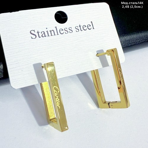 Сережки мед.сталь14К 10732 (2.5см)